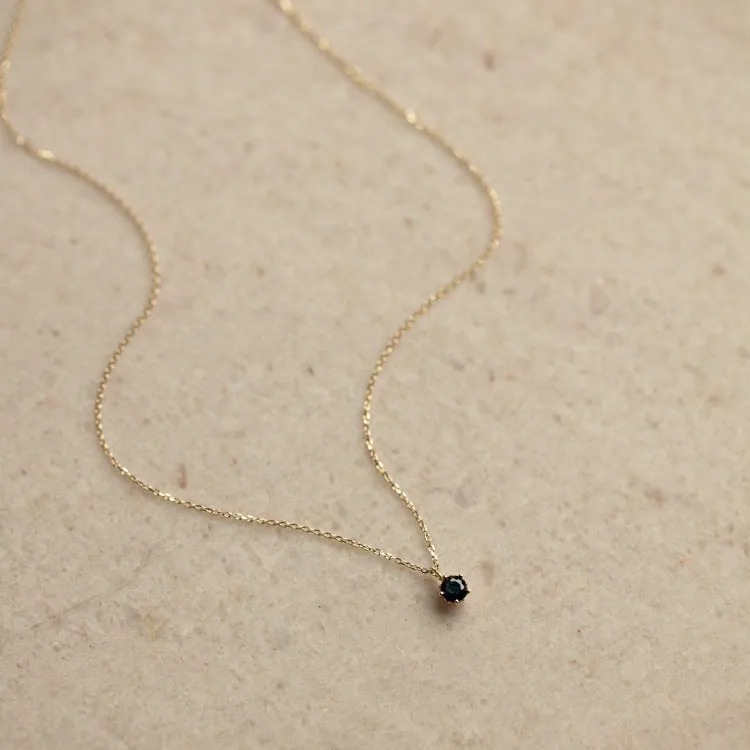 Solid Gold Blue Sapphire New Moon Necklace for Intuition