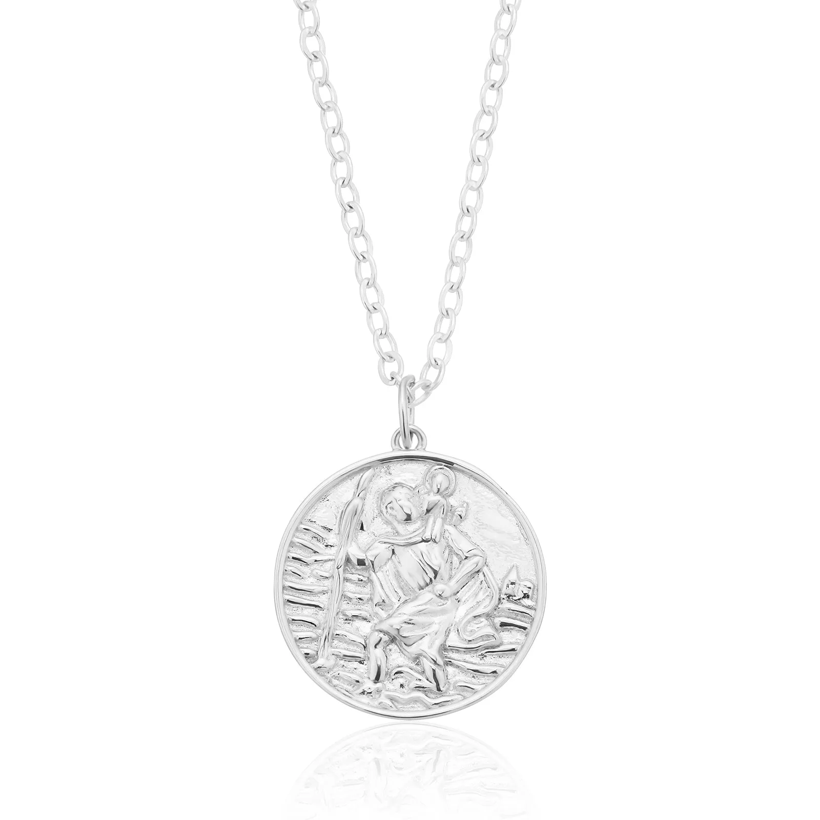 Sterling Silver Saint Christopher Circle Charm