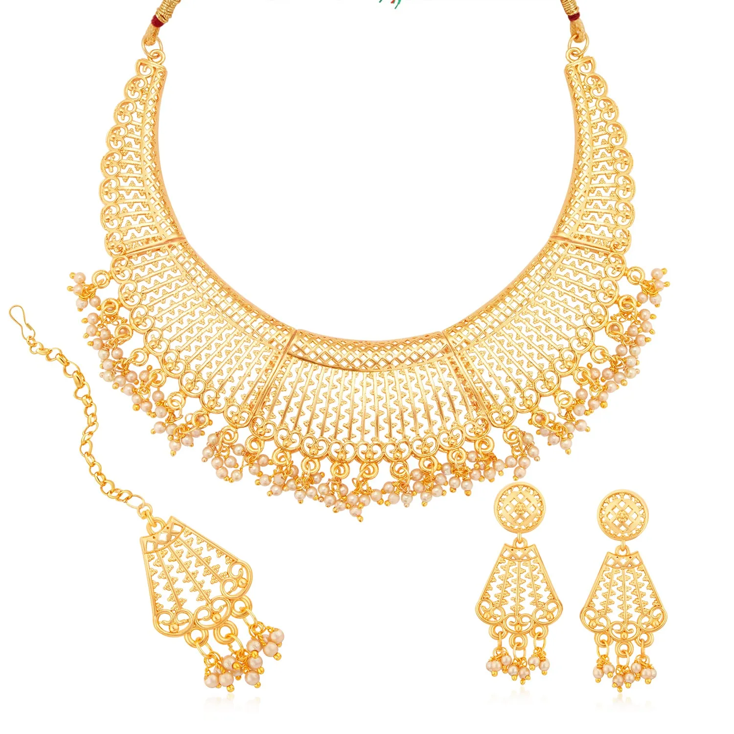 Sukkhi Adorable Gold Plated Pearl Choker Necklace Set for Women