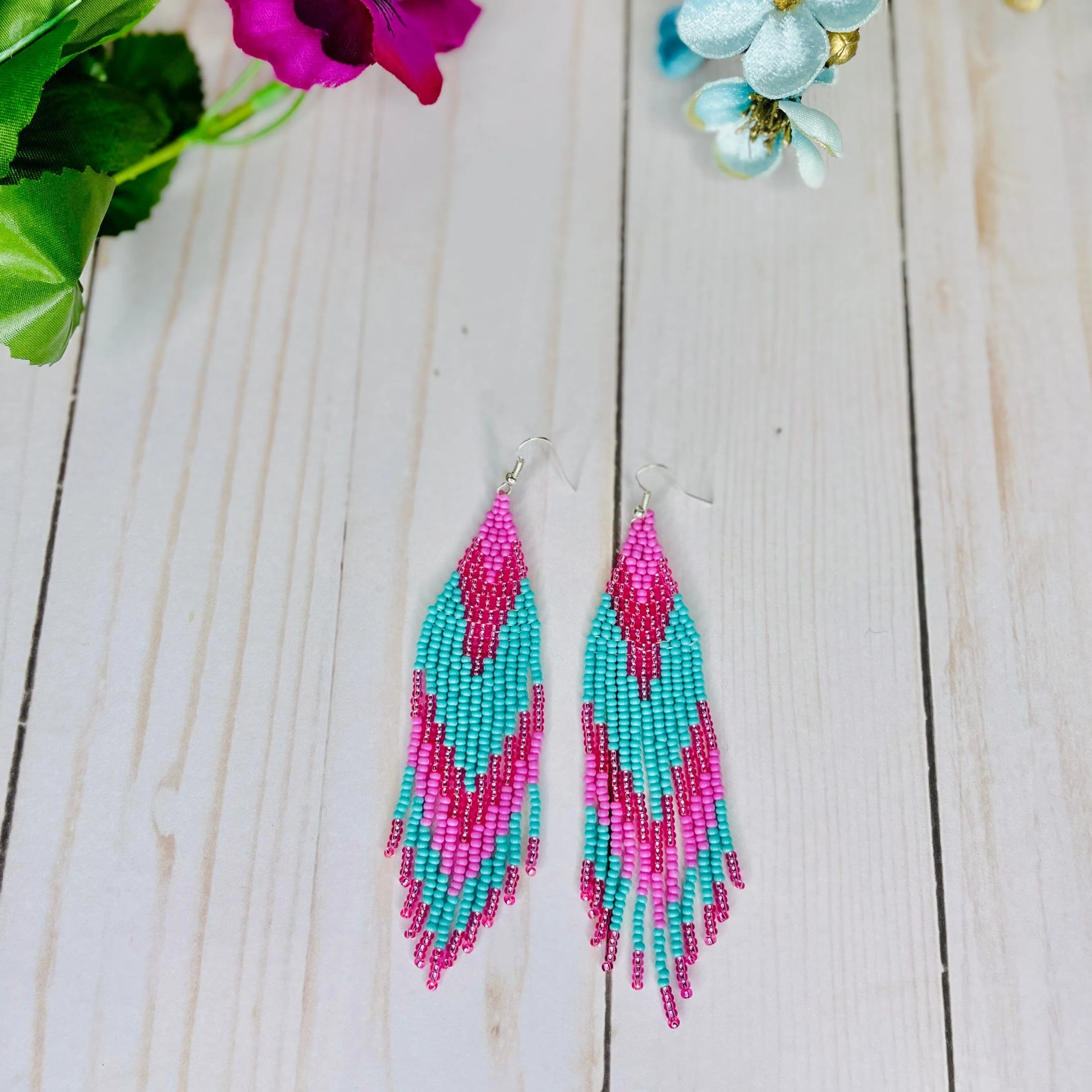 Summer Solstice Beaded Boho Earrings | Native Embera Statement Earrings