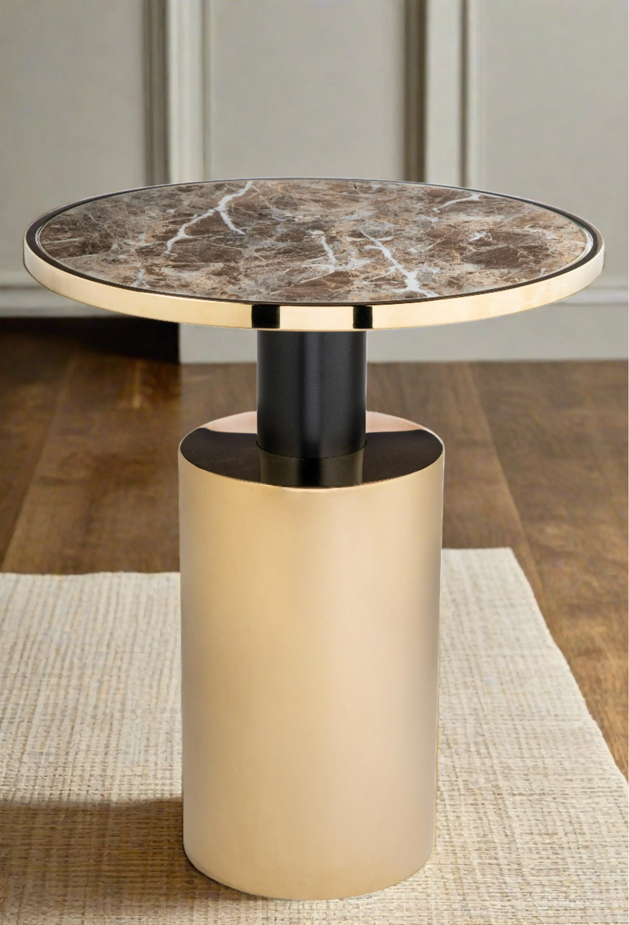 Taylor  Side Table-Brown and Gold