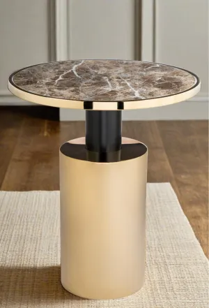 Taylor  Side Table-Brown and Gold