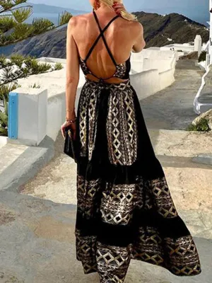 Women’s Printed Tiered Maxi Dress